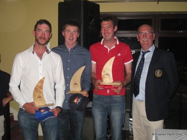 188 Innocence from Foynes Yacht Club, finishing 2nd overall at the 2015 National Championship. Pictured here from left to right is Mark Mc Cormack, Cathal Mc Mahon, Darragh Mc Cormack and Foynes Yacht Club Commodore James Mc Cormack (who is also a very proud father in this instance!)
